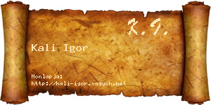 Kali Igor névjegykártya